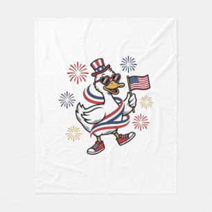 Patriotic Duck Vintage Engraving T-Shirt Design_1 Fleece Blanket