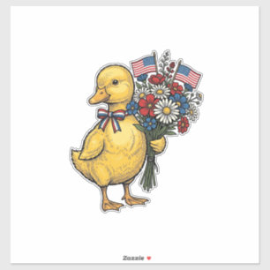 Patriotic Duckling Flower Bouquet Vintage Shirt De