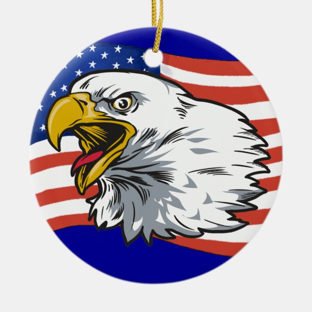 Patriotic Eagle 2 Ceramic Tree Decoration (Front)
