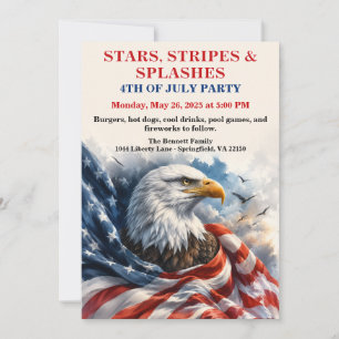 Patriotic Eagle 4th of July Pool Party Invitation