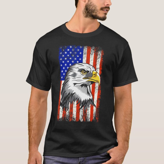 Patriotic Eagle  4th of July USA American Flag  1 T-Shirt (Front)