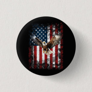 Patriotic Eagle 4th of July USA American Flag 3 Cm Round Badge