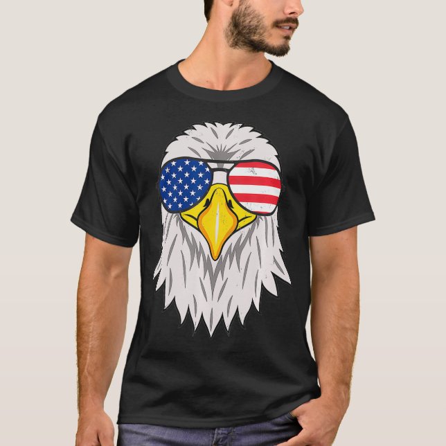 Patriotic Eagle 4th Of July USA American Flag Bald T-Shirt (Front)