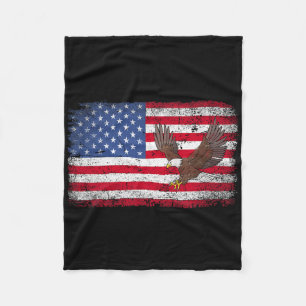 Patriotic Eagle 4th Of July Usa American Flag Men  Fleece Blanket
