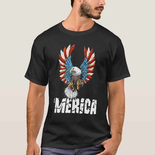 Patriotic Eagle 4th Of July Usa American Flag Men  T-Shirt (Front)