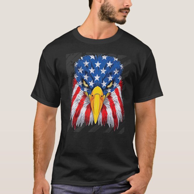 Patriotic Eagle 4th Of July Usa American Flag Meri T-Shirt (Front)