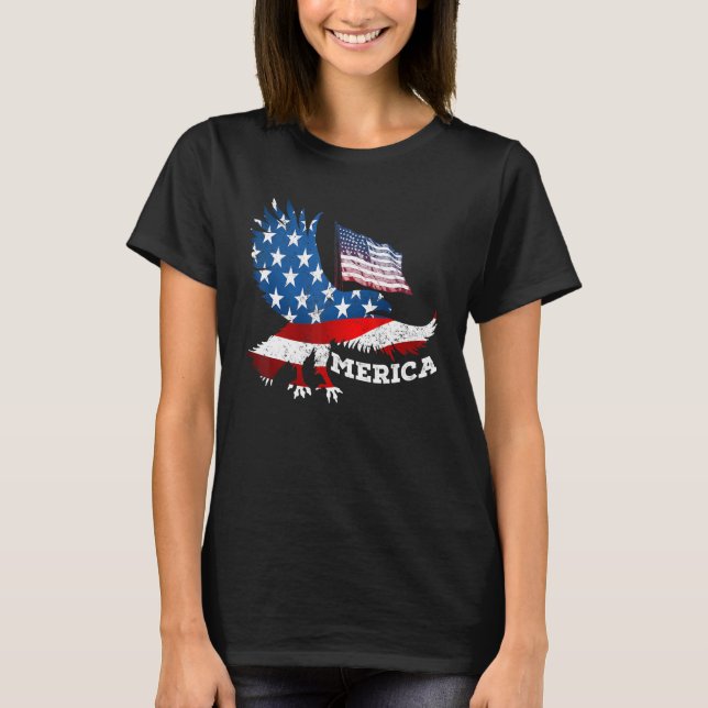 Patriotic Eagle 4th Of July Usa American Flag Vete T-Shirt (Front)