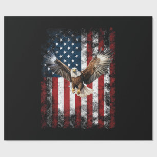 Patriotic Eagle 4th of July USA American Flag Wrapping Paper
