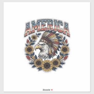 Patriotic Eagle America Sunflower Vintage