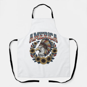 Patriotic Eagle America Sunflower Vintage Apron