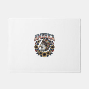 Patriotic Eagle America Sunflower Vintage Doormat