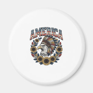 Patriotic Eagle America Sunflower Vintage Magnet