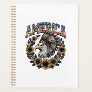 Patriotic Eagle America Sunflower Vintage Planner