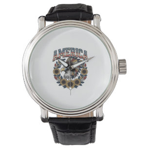 Patriotic Eagle America Sunflower Vintage Watch