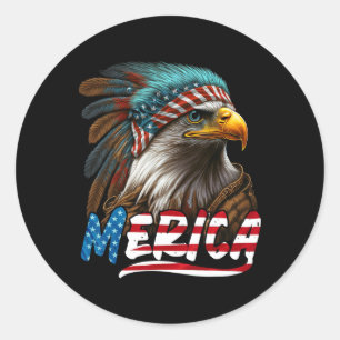 Patriotic Eagle American Flag 4th Of July Merica 2 Classic Round Sticker