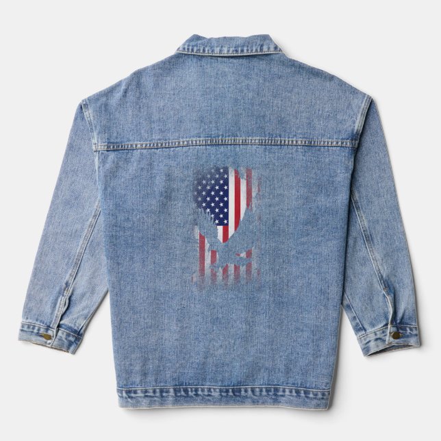 Patriotic Eagle American Flag Cool Wild Animals    Denim Jacket (Back)