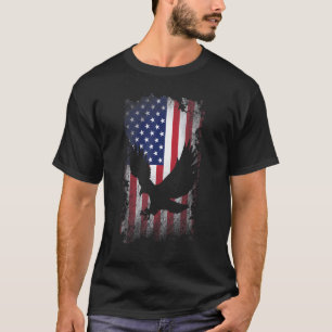 Patriotic Eagle American Flag Cool Wild Animals   T-Shirt