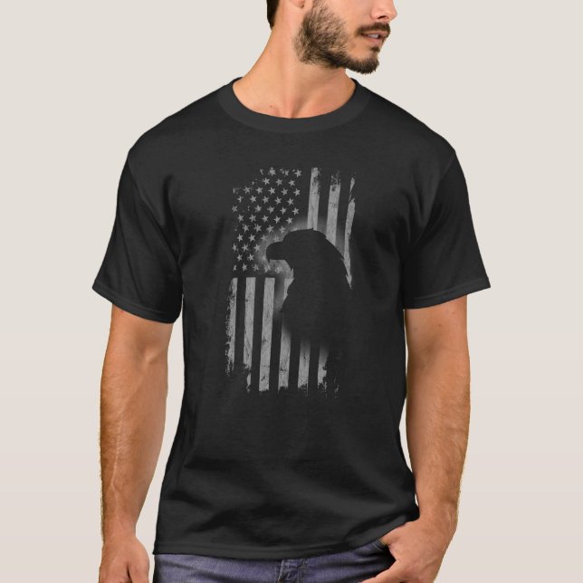 Patriotic Eagle American Flag Cool Wild Animals    T-Shirt (Front)