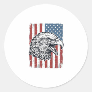 Patriotic Eagle American Flag Vintage Engraving_1 Classic Round Sticker