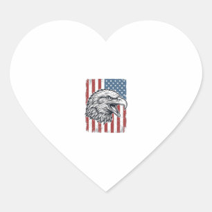 Patriotic Eagle American Flag Vintage Engraving_1 Heart Sticker