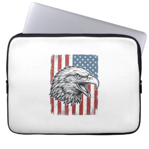 Patriotic Eagle American Flag Vintage Engraving_1 Laptop Sleeve