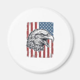 Patriotic Eagle American Flag Vintage Engraving_1 Magnet