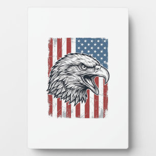 Patriotic Eagle American Flag Vintage Engraving_1 Plaque