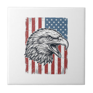 Patriotic Eagle American Flag Vintage Engraving_1 Tile