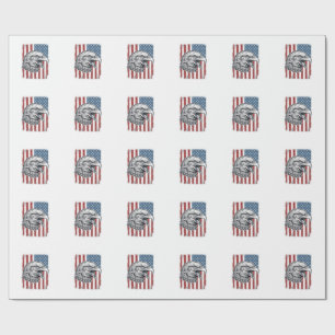 Patriotic Eagle American Flag Vintage Engraving_1 Wrapping Paper
