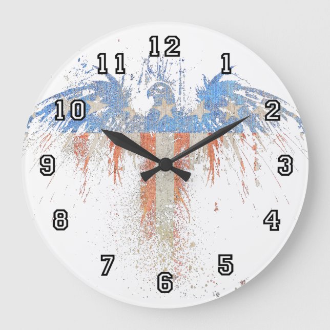 Patriotic Eagle American Flag Wall Clock (Front)