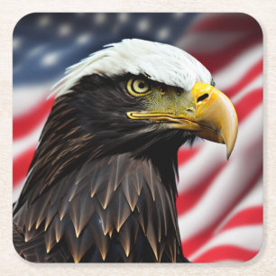 Patriotic/Eagle/American/USA Square Paper Coaster