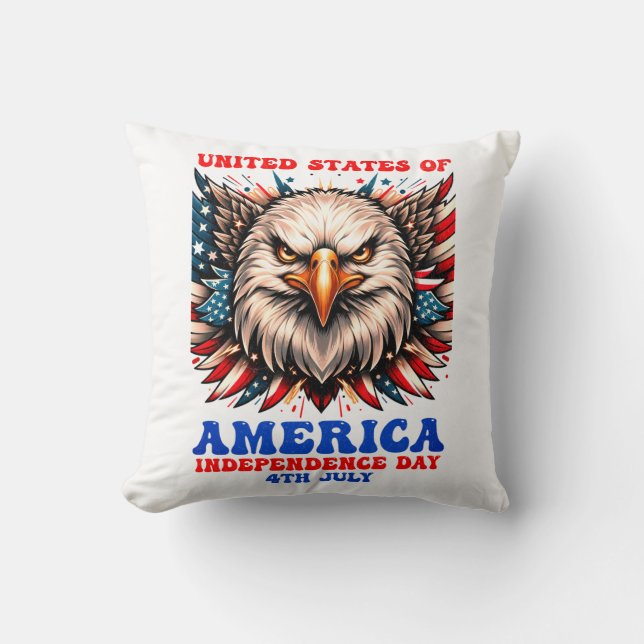 Patriotic Eagle Americana Throw Pillow (Front)