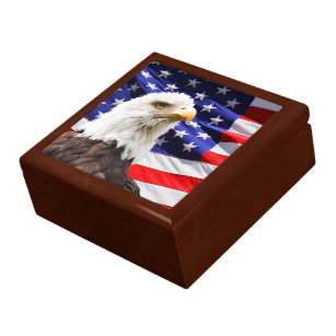 Patriotic Eagle and American Flag Gift Box