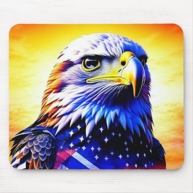 Patriotic Eagle and American Flag  Mouse Mat (Front)