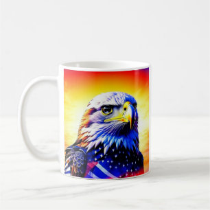 Patriotic Eagle and American Flag Personalised Coffee Mug