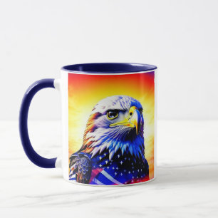 Patriotic Eagle and American Flag Personalised Dad Mug