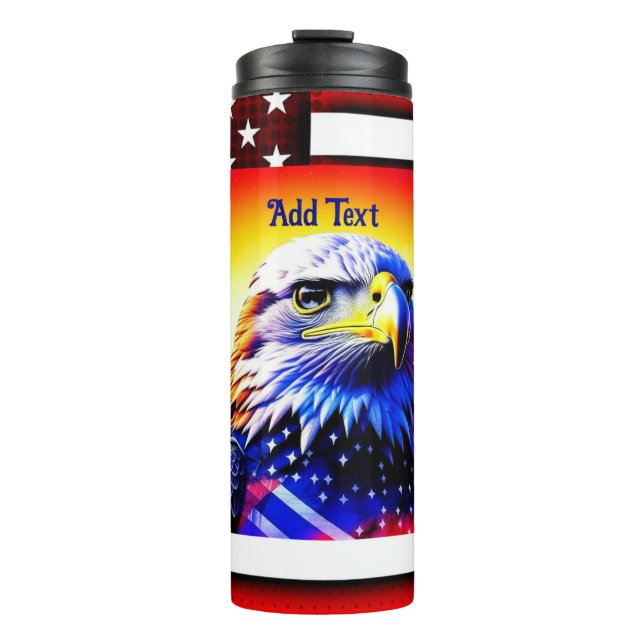 Patriotic Eagle and American Flag Personalised   Thermal Tumbler (Front)