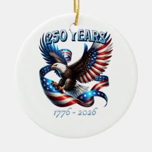 Patriotic Eagle and Flag 250 Years 1776-2026 Ceramic Tree Decoration