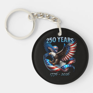 Patriotic Eagle and Flag 250 Years 1776-2026 Key Ring
