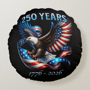Patriotic Eagle and Flag 250 Years 1776-2026 Round Cushion