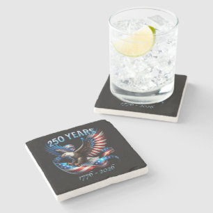 Patriotic Eagle and Flag 250 Years 1776-2026 Stone Coaster