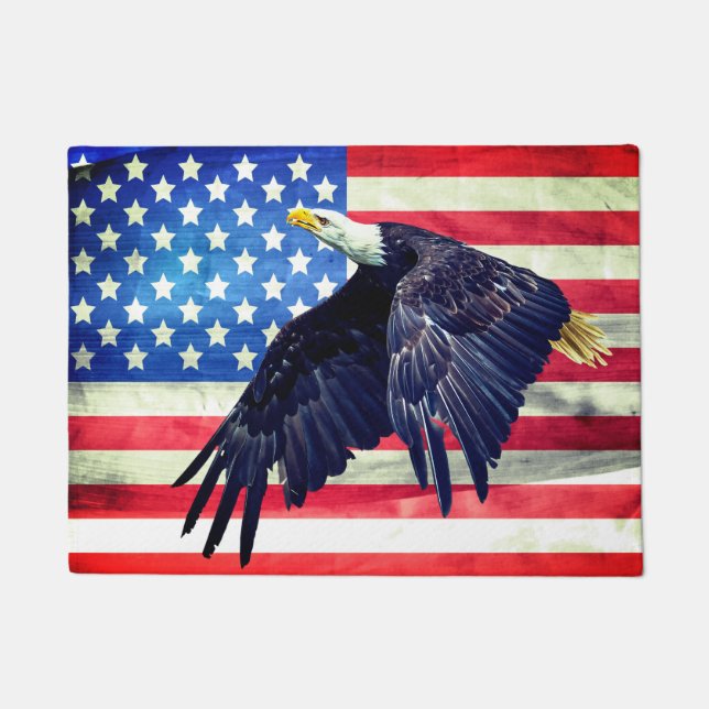 Patriotic Eagle and Flag | USA Doormat (Front)