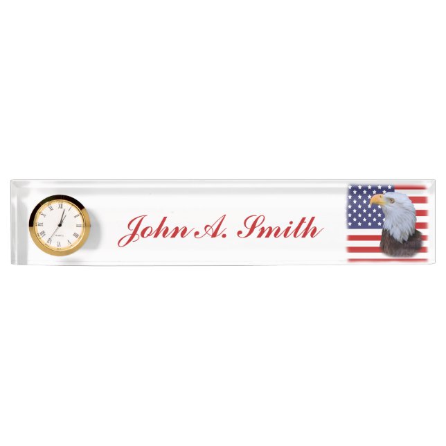 Patriotic  Eagle and USA Flag  Customisable Nameplate (Front)