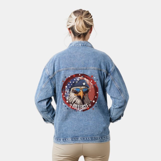 Patriotic Eagle Beret Denim Jacket (Model)