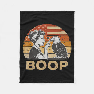 Patriotic Eagle Boop 4th Of July Funny Pin-Up Girl Fleece Blanket