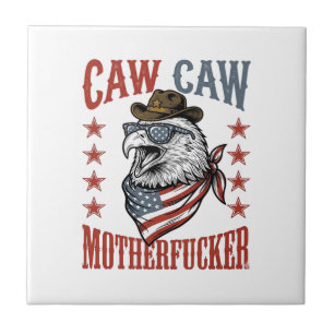 Patriotic Eagle Caw Caw Vintage Funny Shirt Design Tile