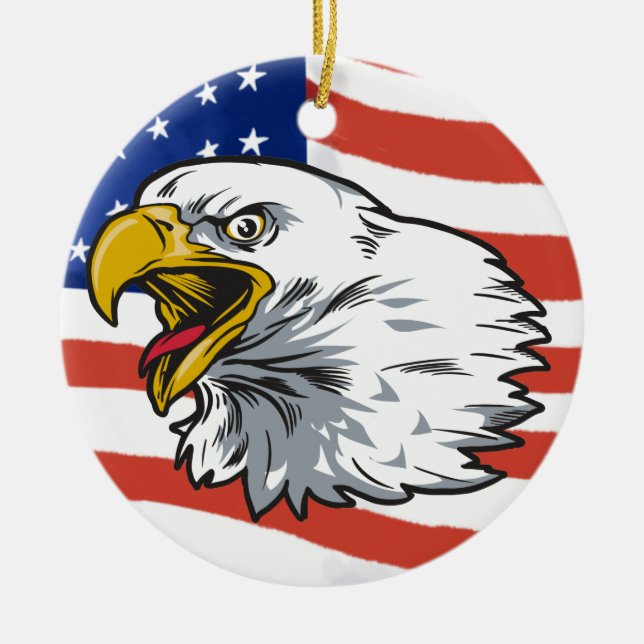 Patriotic Eagle Ceramic Tree Decoration (Front)