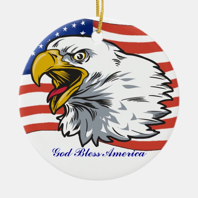 Patriotic Eagle Ceramic Tree Decoration (Front)