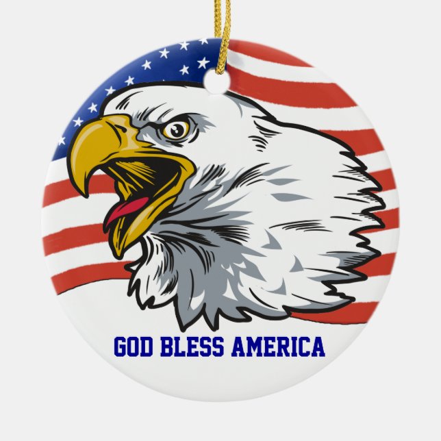Patriotic Eagle Ceramic Tree Decoration (Front)