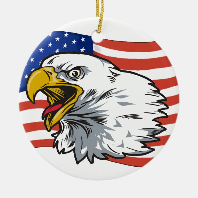 Patriotic Eagle Ceramic Tree Decoration (Front)